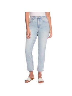FRYE Women's High Rise Cuffed Cropped Jeans Light Blue Size 14 cotton spandex